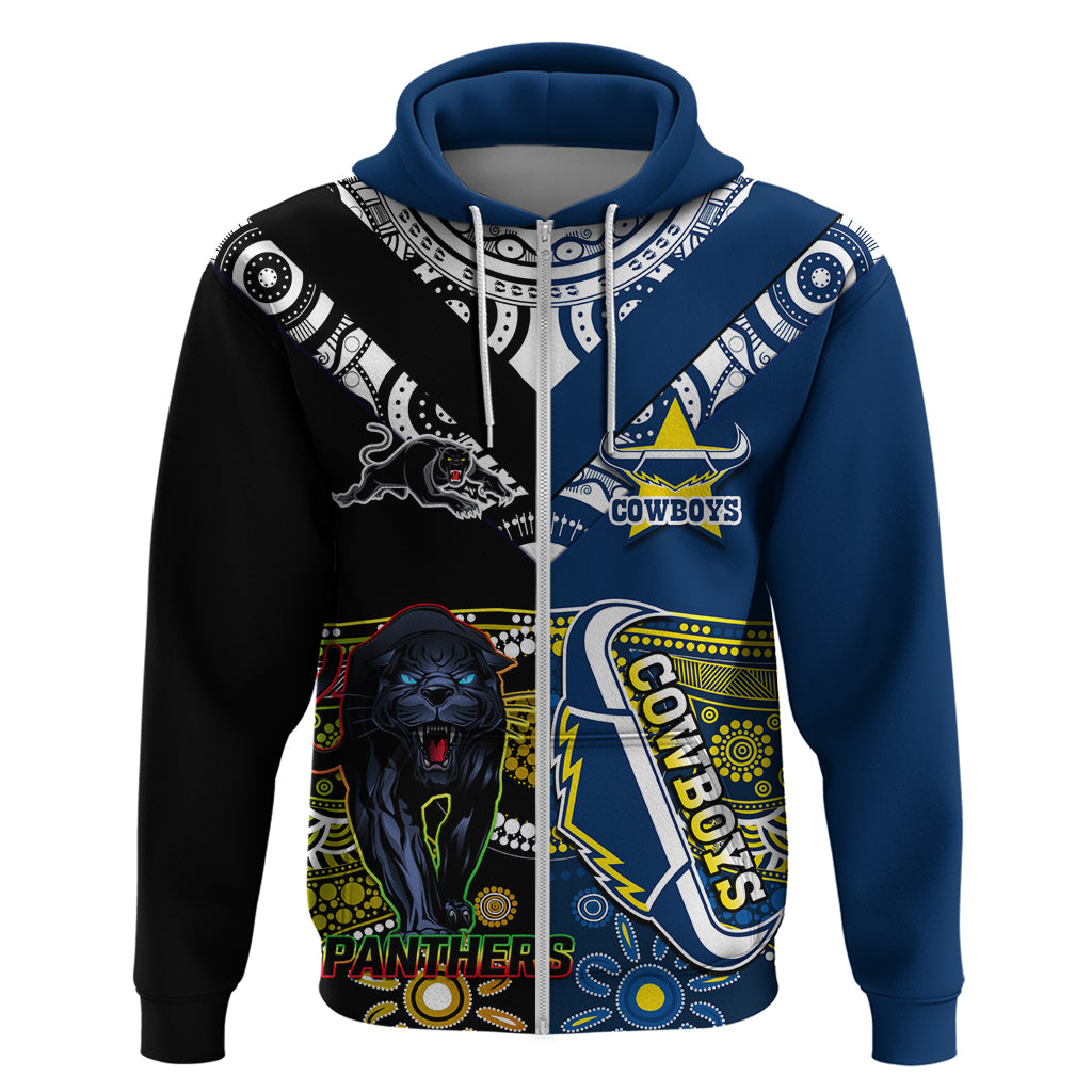 Custom Panthers And Cowboys Rugby Hoodie Aboriginal Version - Vibe Hoodie Shop