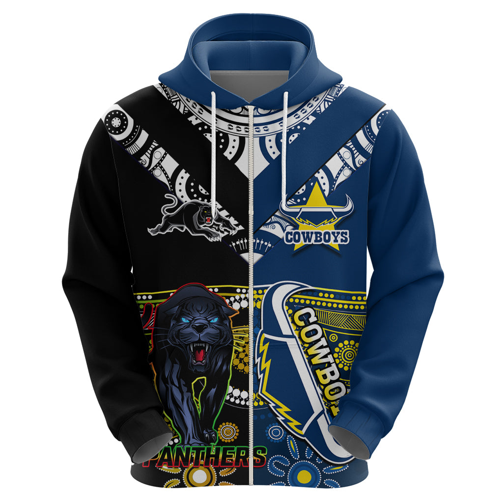 Custom Panthers And Cowboys Rugby Hoodie Aboriginal Version - Vibe Hoodie Shop