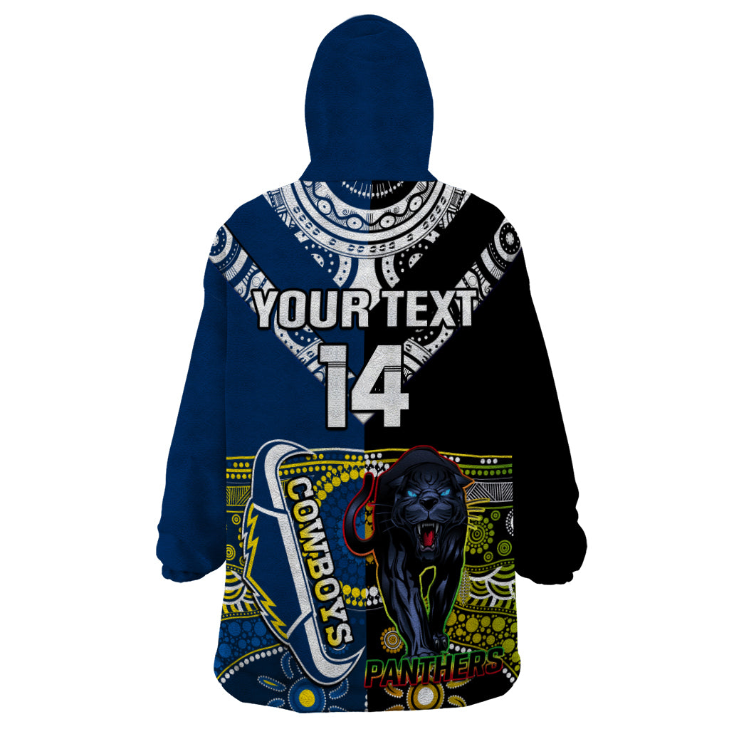 Custom Panthers And Cowboys Rugby Wearable Blanket Hoodie Aboriginal Version - Vibe Hoodie Shop