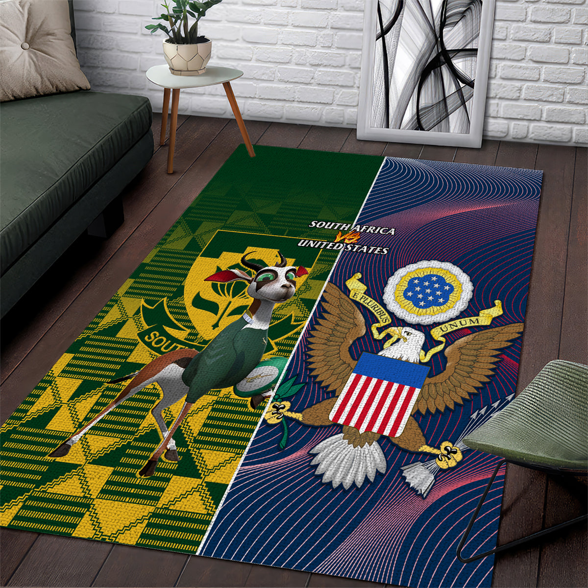 South Africa And United States Rugby Area Rug 2023 Springboks Combine Eagles - Vibe Hoodie Shop