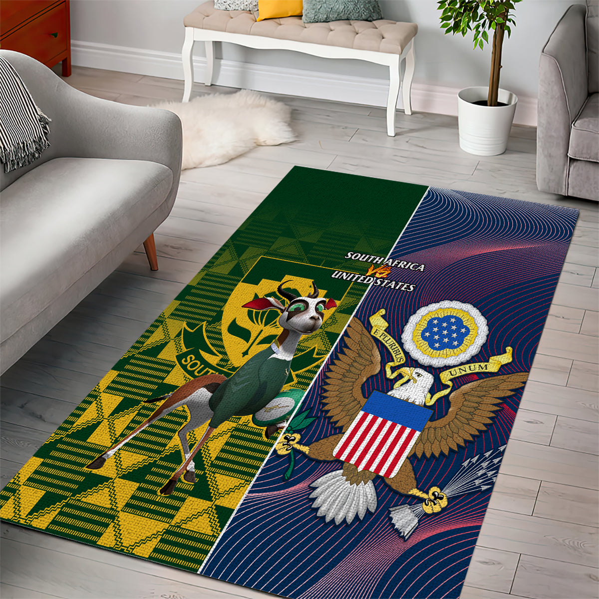 South Africa And United States Rugby Area Rug 2023 Springboks Combine Eagles - Vibe Hoodie Shop