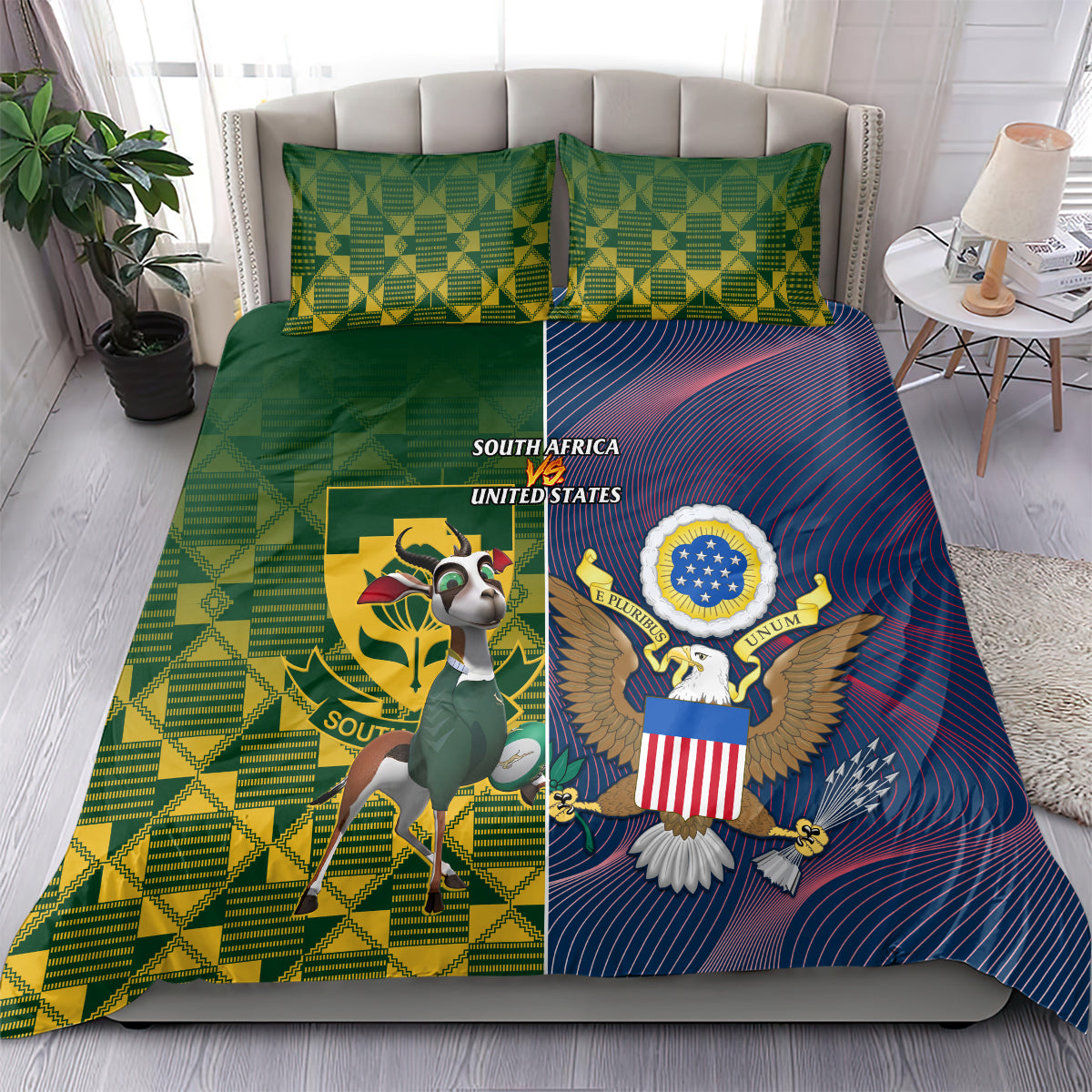 South Africa And United States Rugby Bedding Set 2023 Springboks Combine Eagles - Vibe Hoodie Shop