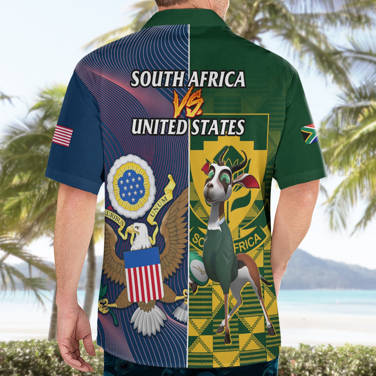 South Africa And United States Rugby Hawaiian Shirt 2023 Springboks Combine Eagles - Vibe Hoodie Shop