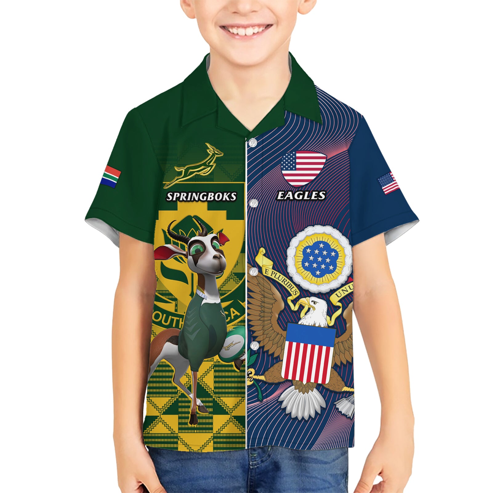 South Africa And United States Rugby Hawaiian Shirt 2023 Springboks Combine Eagles - Vibe Hoodie Shop