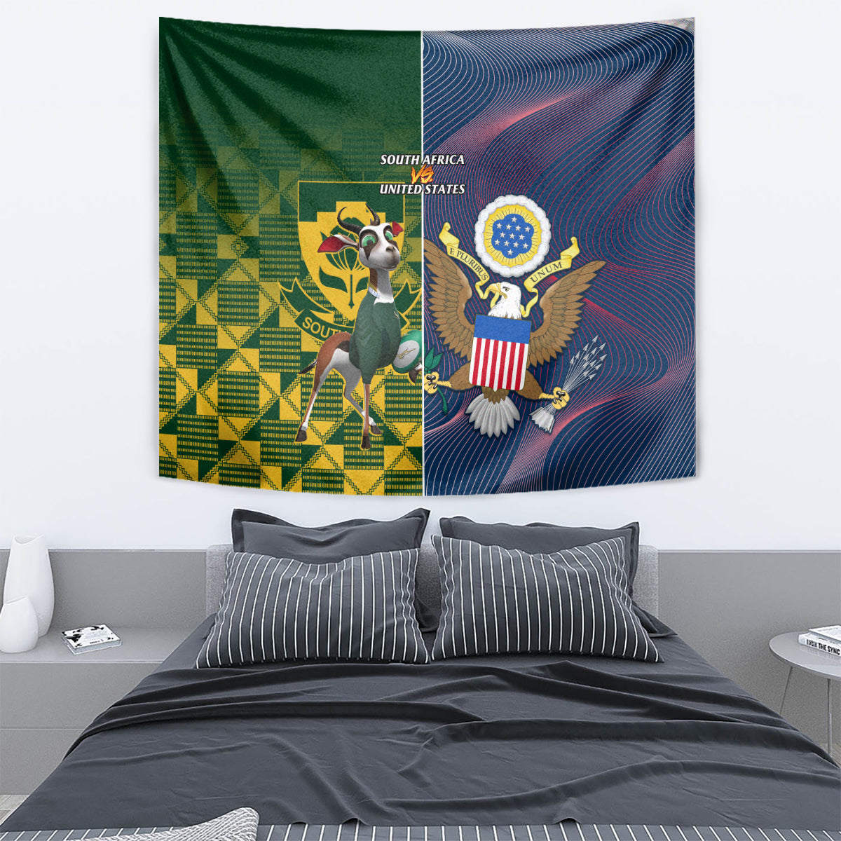 South Africa And United States Rugby Tapestry 2023 Springboks Combine Eagles - Vibe Hoodie Shop