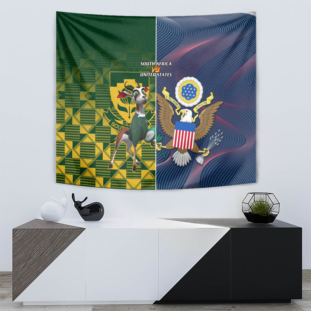 South Africa And United States Rugby Tapestry 2023 Springboks Combine Eagles - Vibe Hoodie Shop