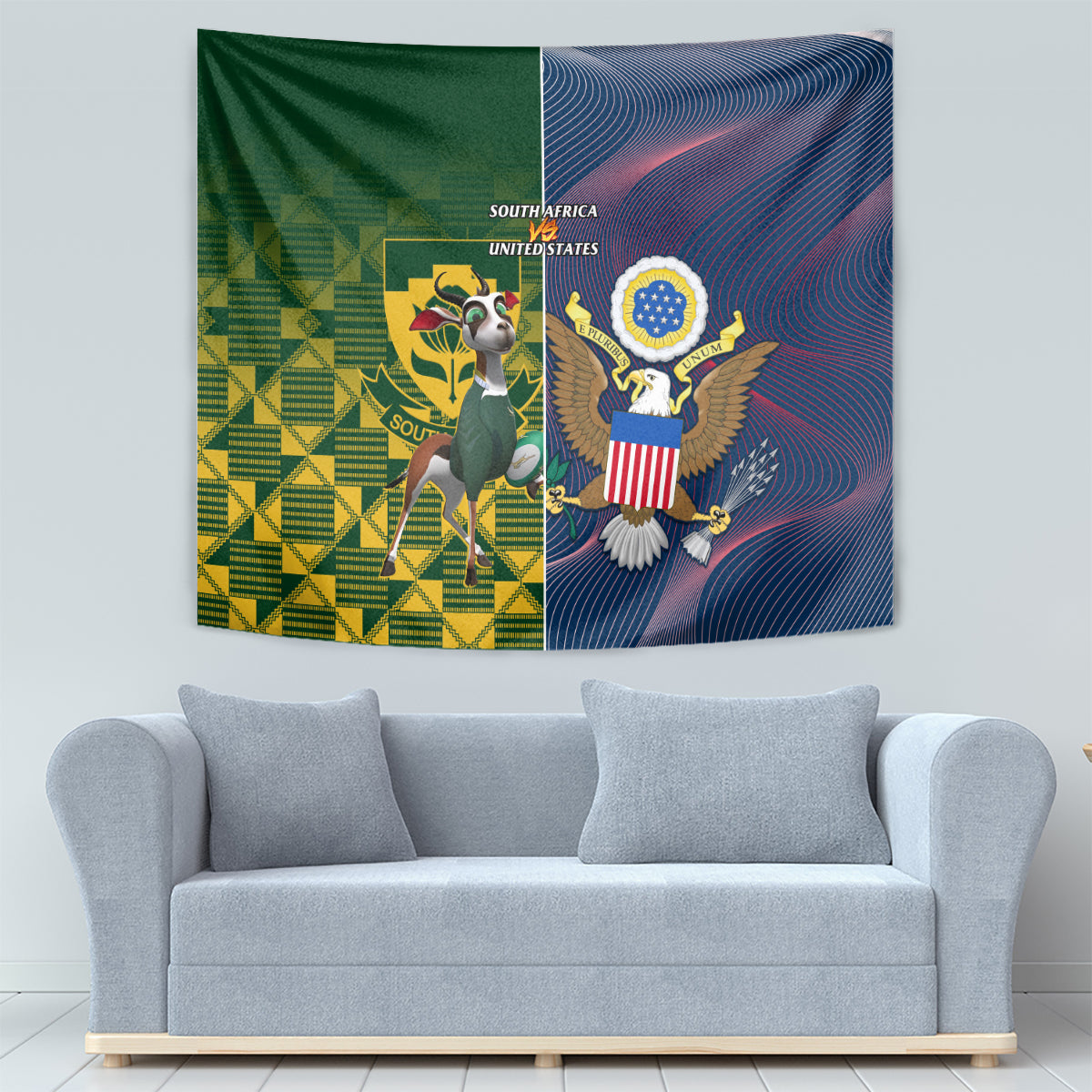 South Africa And United States Rugby Tapestry 2023 Springboks Combine Eagles - Vibe Hoodie Shop