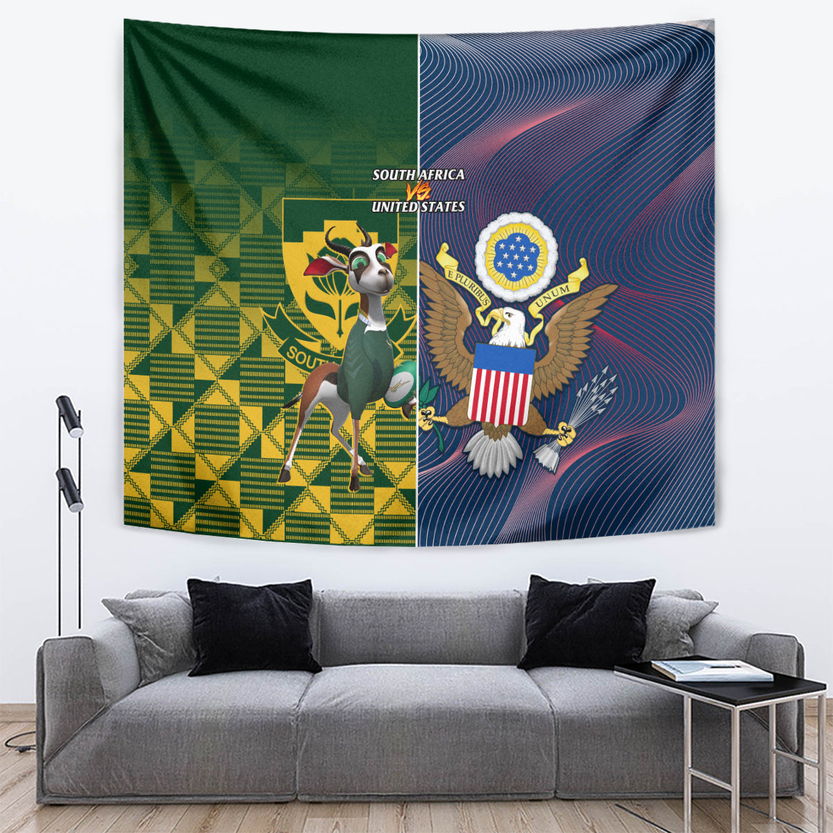 South Africa And United States Rugby Tapestry 2023 Springboks Combine Eagles - Vibe Hoodie Shop