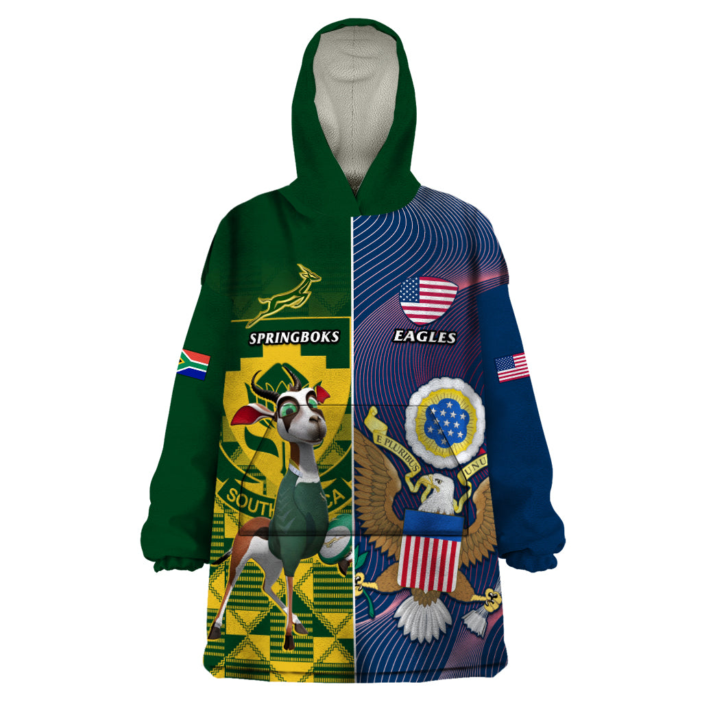 South Africa And United States Rugby Wearable Blanket Hoodie 2023 Springboks Combine Eagles - Vibe Hoodie Shop