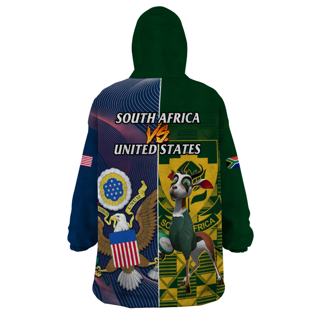 South Africa And United States Rugby Wearable Blanket Hoodie 2023 Springboks Combine Eagles - Vibe Hoodie Shop