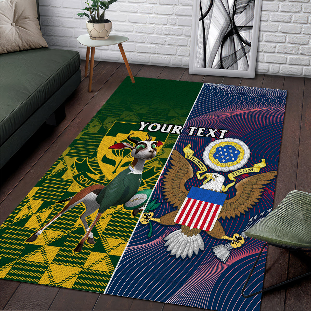 Custom South Africa And United States Rugby Area Rug 2023 Springboks Combine Eagles - Vibe Hoodie Shop