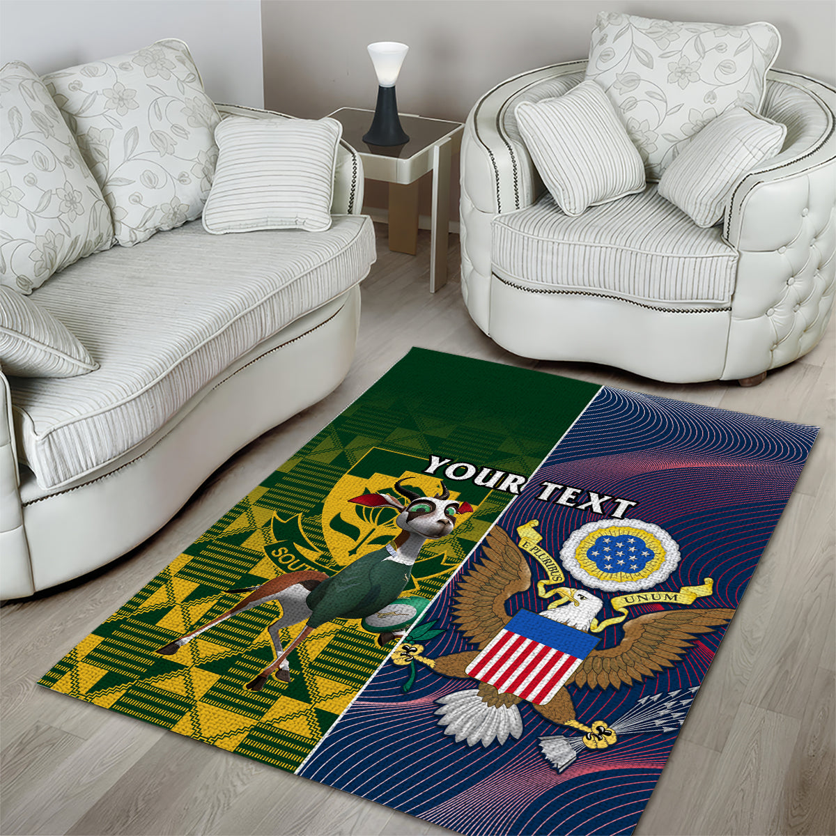 Custom South Africa And United States Rugby Area Rug 2023 Springboks Combine Eagles - Vibe Hoodie Shop