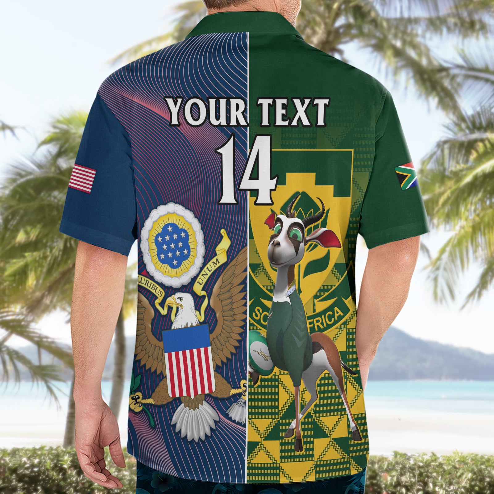 Custom South Africa And United States Rugby Hawaiian Shirt 2023 Springboks Combine Eagles - Vibe Hoodie Shop