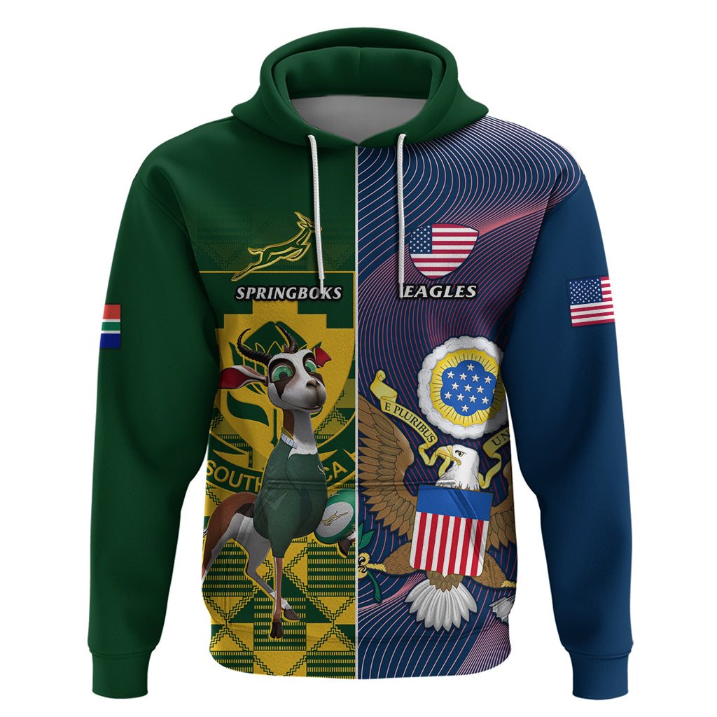 Custom South Africa And United States Rugby Hoodie 2023 Springboks Combine Eagles - Vibe Hoodie Shop