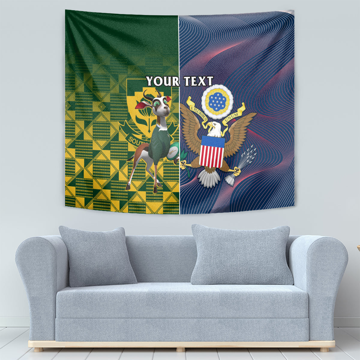 Custom South Africa And United States Rugby Tapestry 2023 Springboks Combine Eagles - Vibe Hoodie Shop