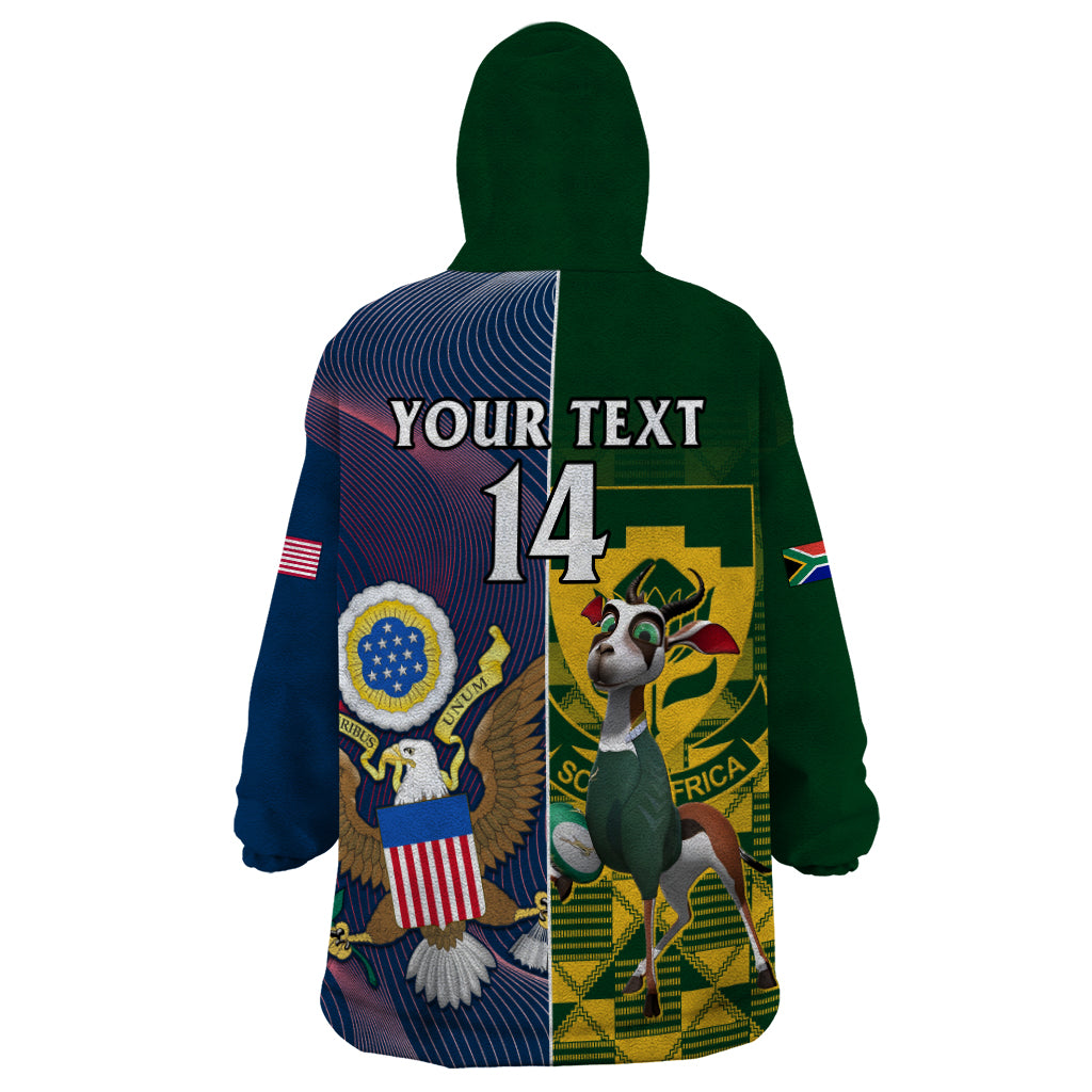 Custom South Africa And United States Rugby Wearable Blanket Hoodie 2023 Springboks Combine Eagles - Vibe Hoodie Shop