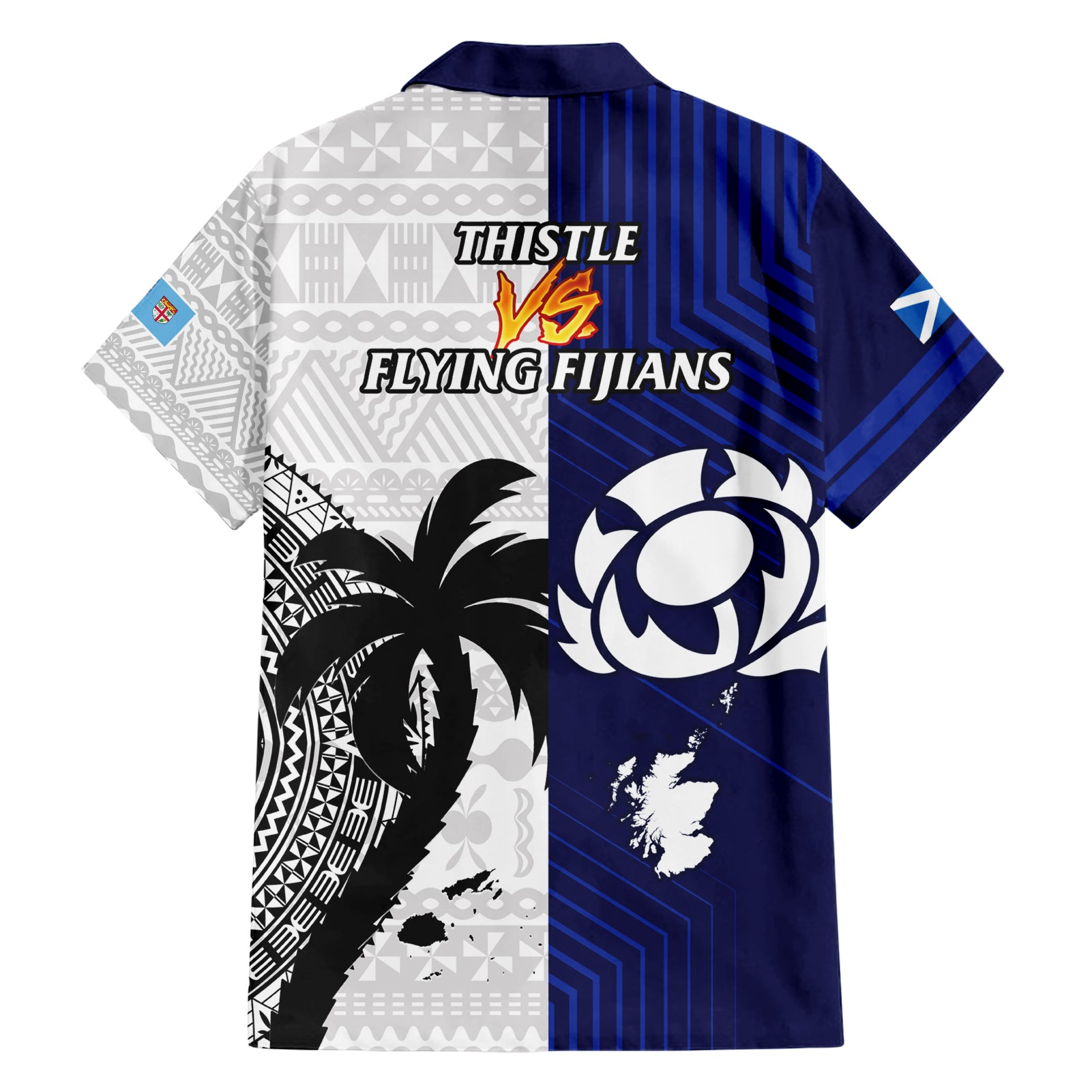 Fiji And Scotland Rugby Hawaiian Shirt Fijian Tapa Pattern With Thistle - Vibe Hoodie Shop