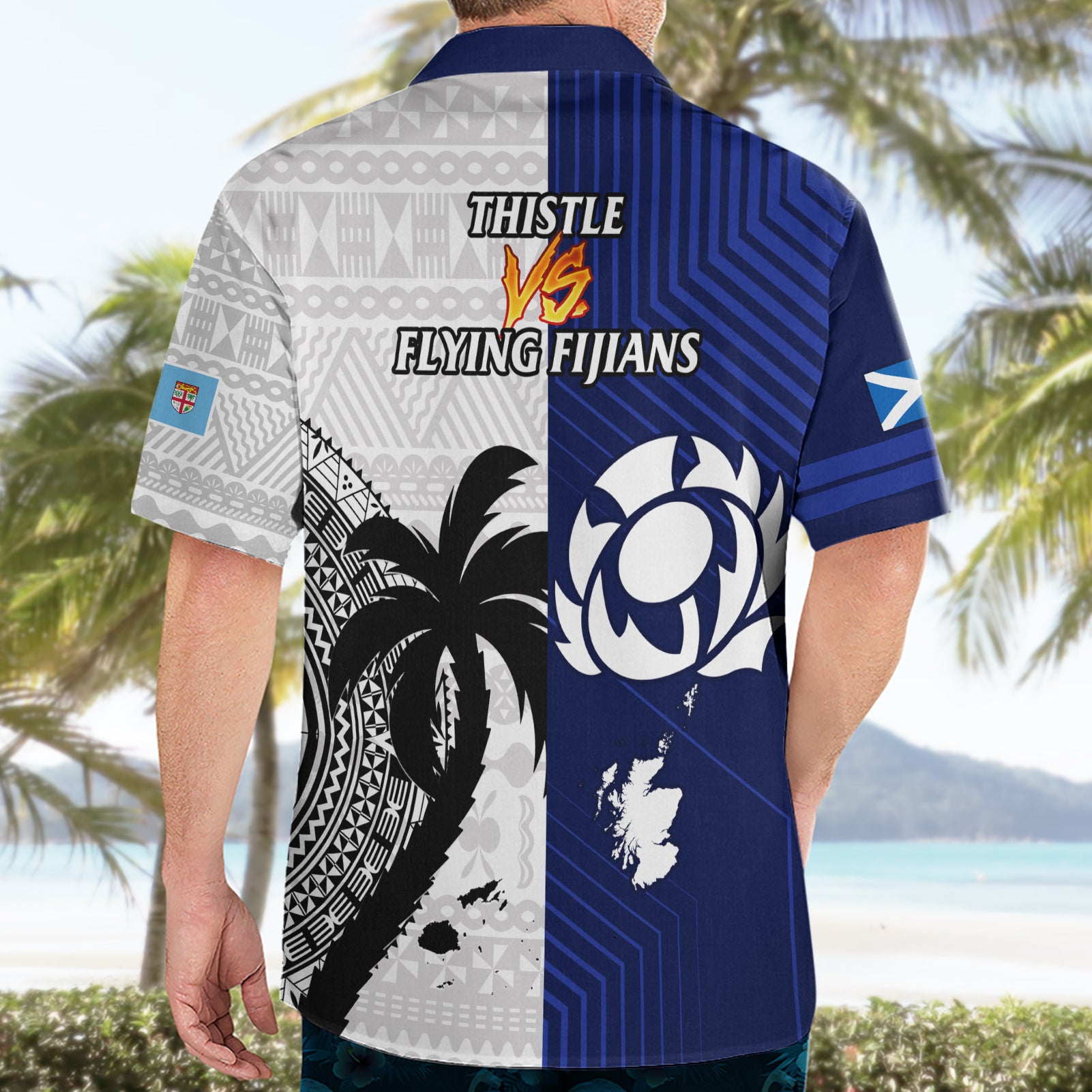 Fiji And Scotland Rugby Hawaiian Shirt Fijian Tapa Pattern With Thistle - Vibe Hoodie Shop