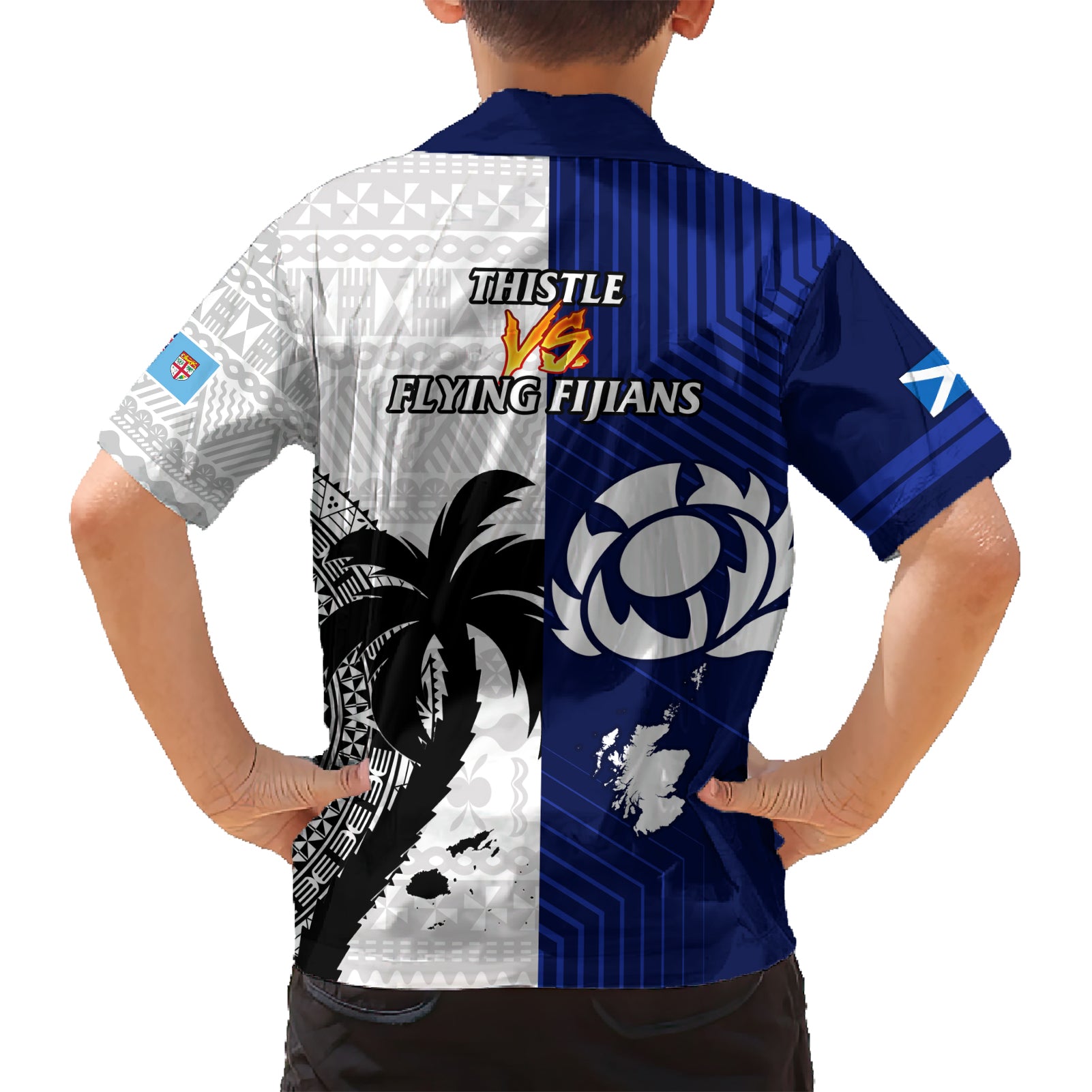 Fiji And Scotland Rugby Hawaiian Shirt Fijian Tapa Pattern With Thistle - Vibe Hoodie Shop