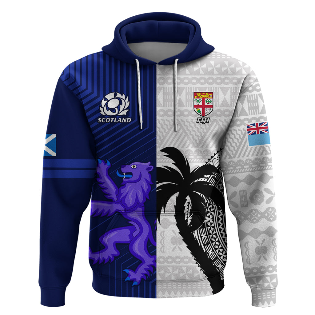 Fiji And Scotland Rugby Hoodie Fijian Tapa Pattern With Thistle - Vibe Hoodie Shop