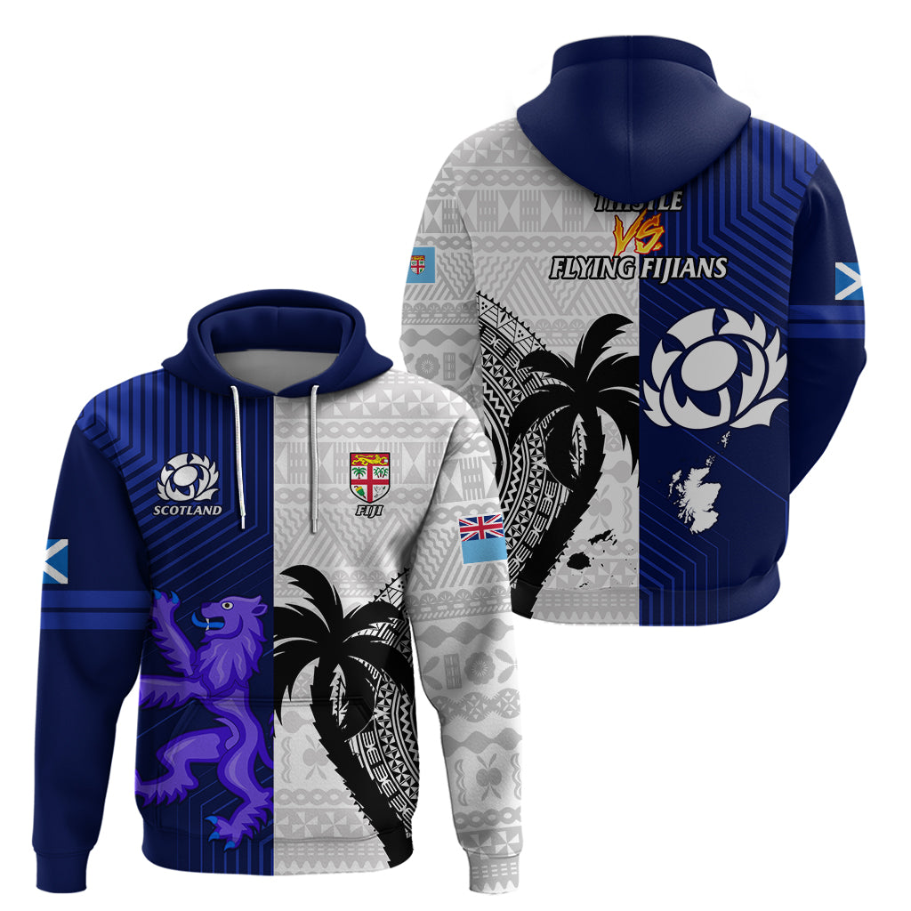 Fiji And Scotland Rugby Hoodie Fijian Tapa Pattern With Thistle - Vibe Hoodie Shop