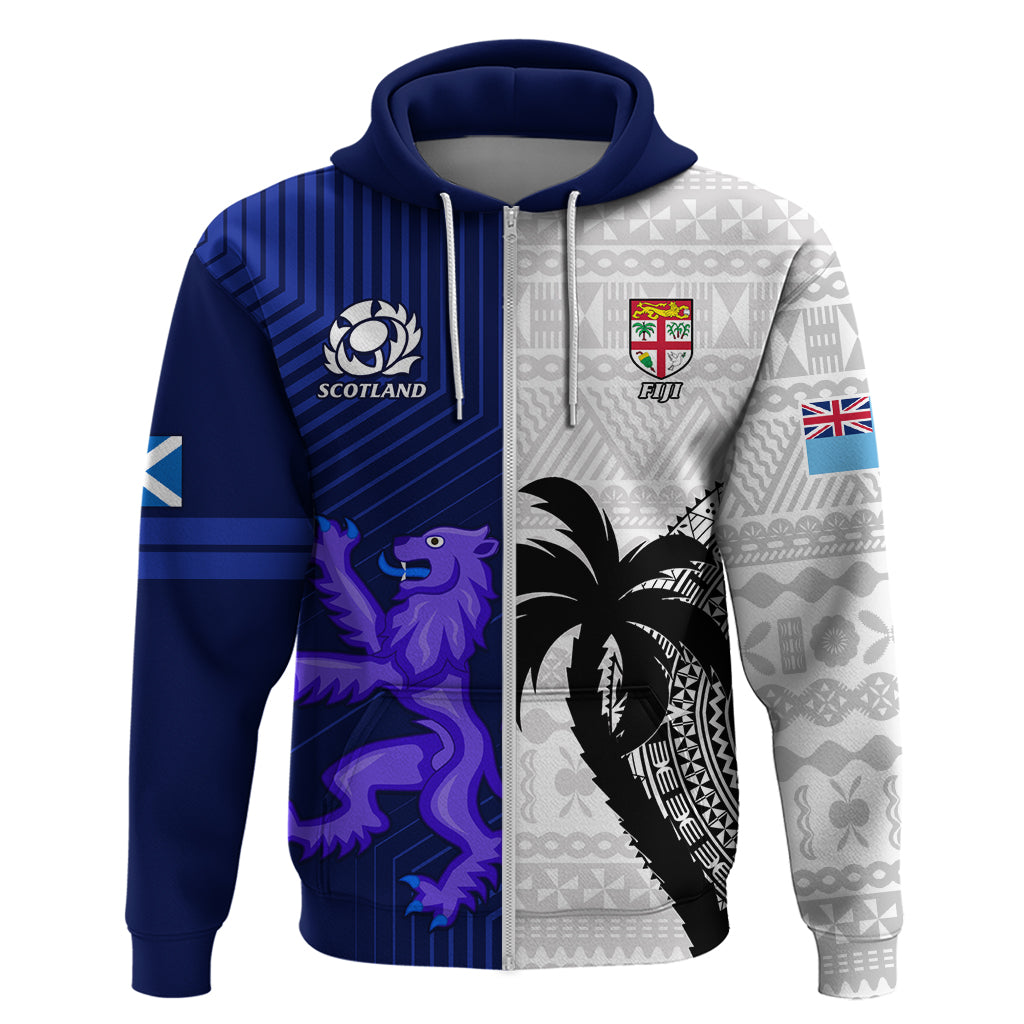 Fiji And Scotland Rugby Hoodie Fijian Tapa Pattern With Thistle - Vibe Hoodie Shop