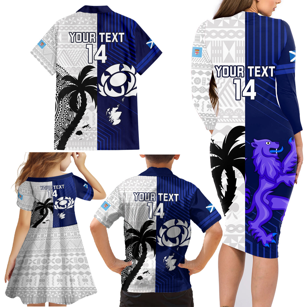 custom-fiji-and-scotland-rugby-family-matching-long-sleeve-bodycon-dress-and-hawaiian-shirt-fijian-tapa-pattern-with-thistle