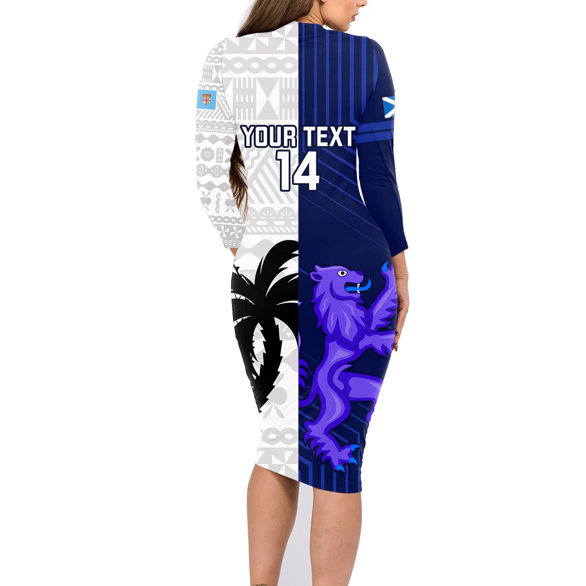 custom-fiji-and-scotland-rugby-family-matching-long-sleeve-bodycon-dress-and-hawaiian-shirt-fijian-tapa-pattern-with-thistle