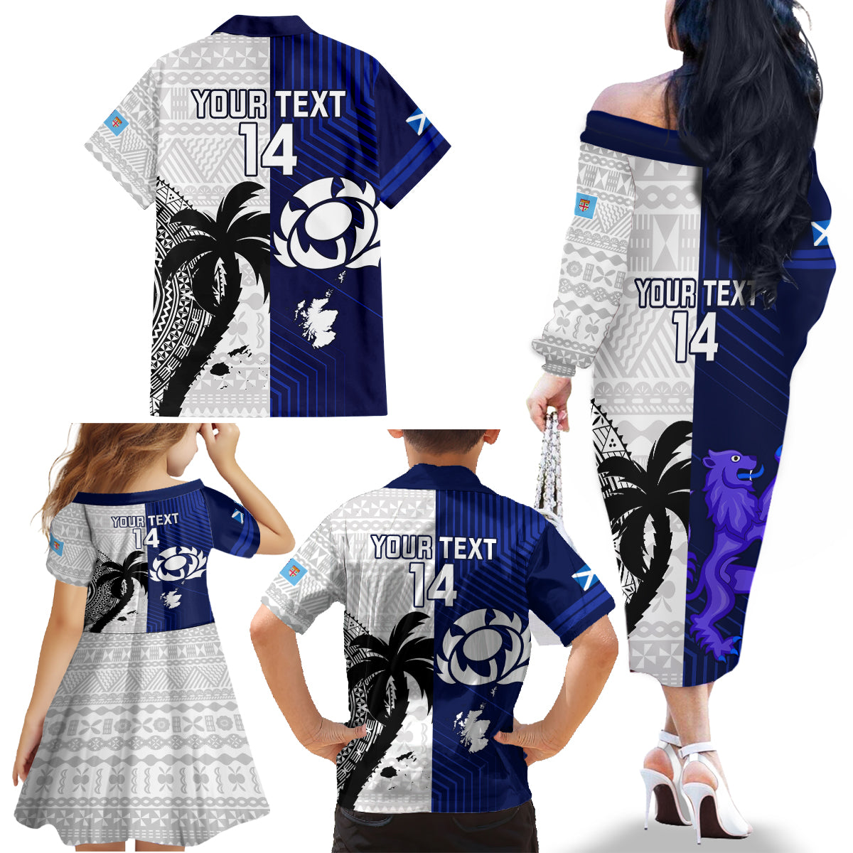 custom-fiji-and-scotland-rugby-family-matching-off-shoulder-long-sleeve-dress-and-hawaiian-shirt-fijian-tapa-pattern-with-thistle