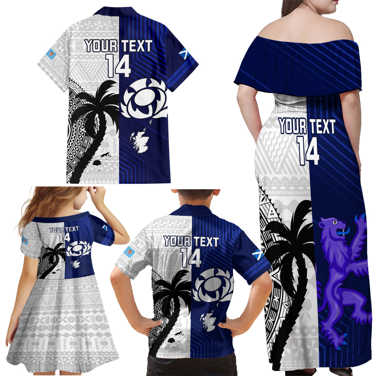 custom-fiji-and-scotland-rugby-family-matching-off-shoulder-maxi-dress-and-hawaiian-shirt-fijian-tapa-pattern-with-thistle