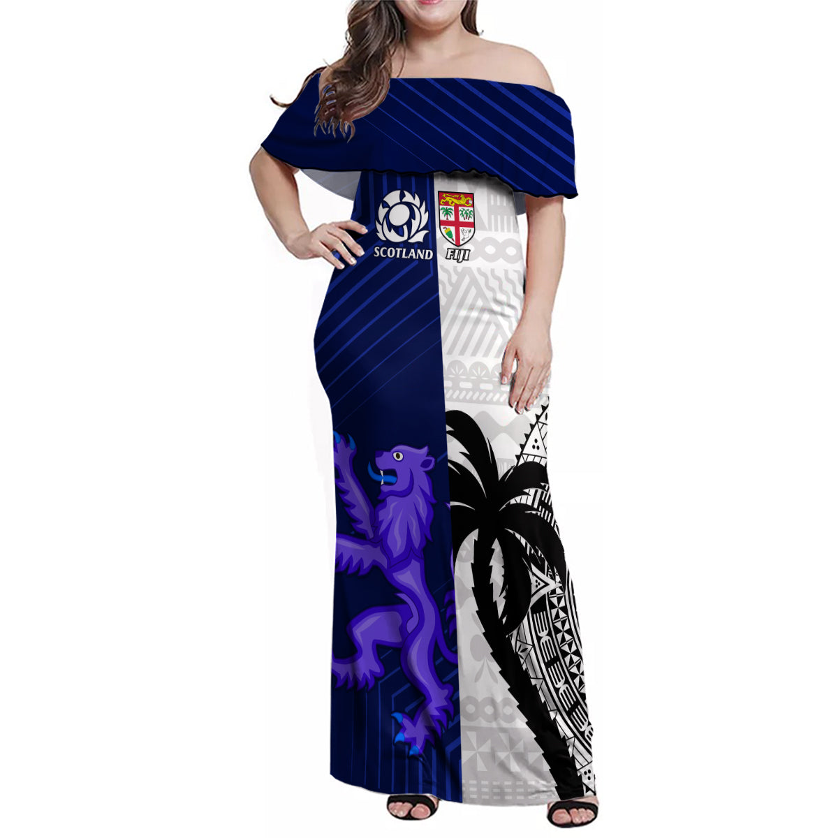 custom-fiji-and-scotland-rugby-family-matching-off-shoulder-maxi-dress-and-hawaiian-shirt-fijian-tapa-pattern-with-thistle