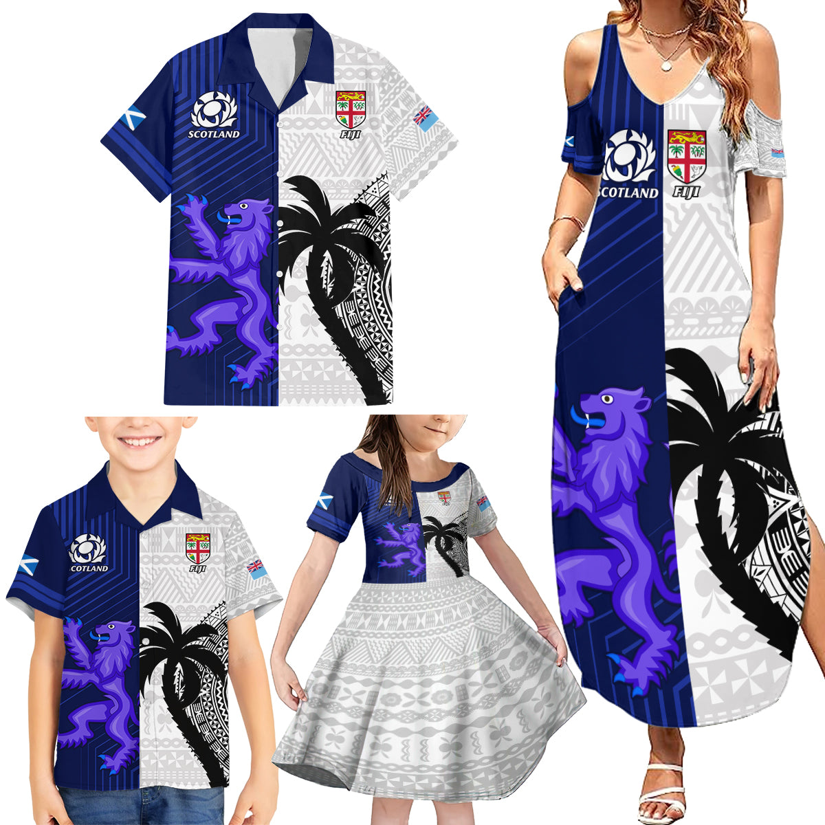 custom-fiji-and-scotland-rugby-family-matching-summer-maxi-dress-and-hawaiian-shirt-fijian-tapa-pattern-with-thistle