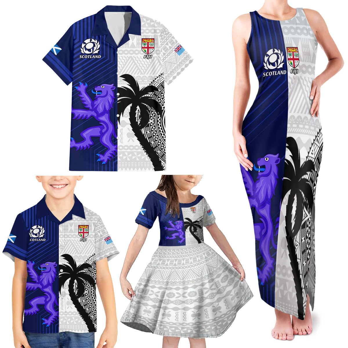 custom-fiji-and-scotland-rugby-family-matching-tank-maxi-dress-and-hawaiian-shirt-fijian-tapa-pattern-with-thistle