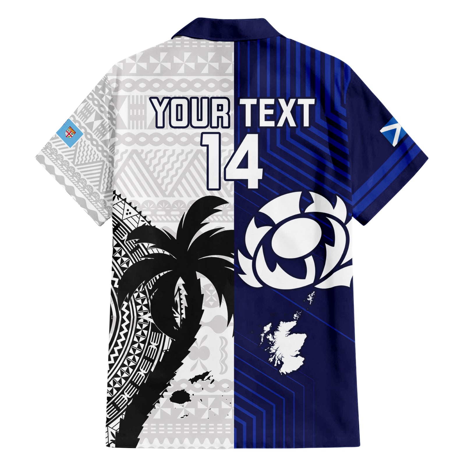 Custom Fiji And Scotland Rugby Hawaiian Shirt Fijian Tapa Pattern With Thistle - Vibe Hoodie Shop