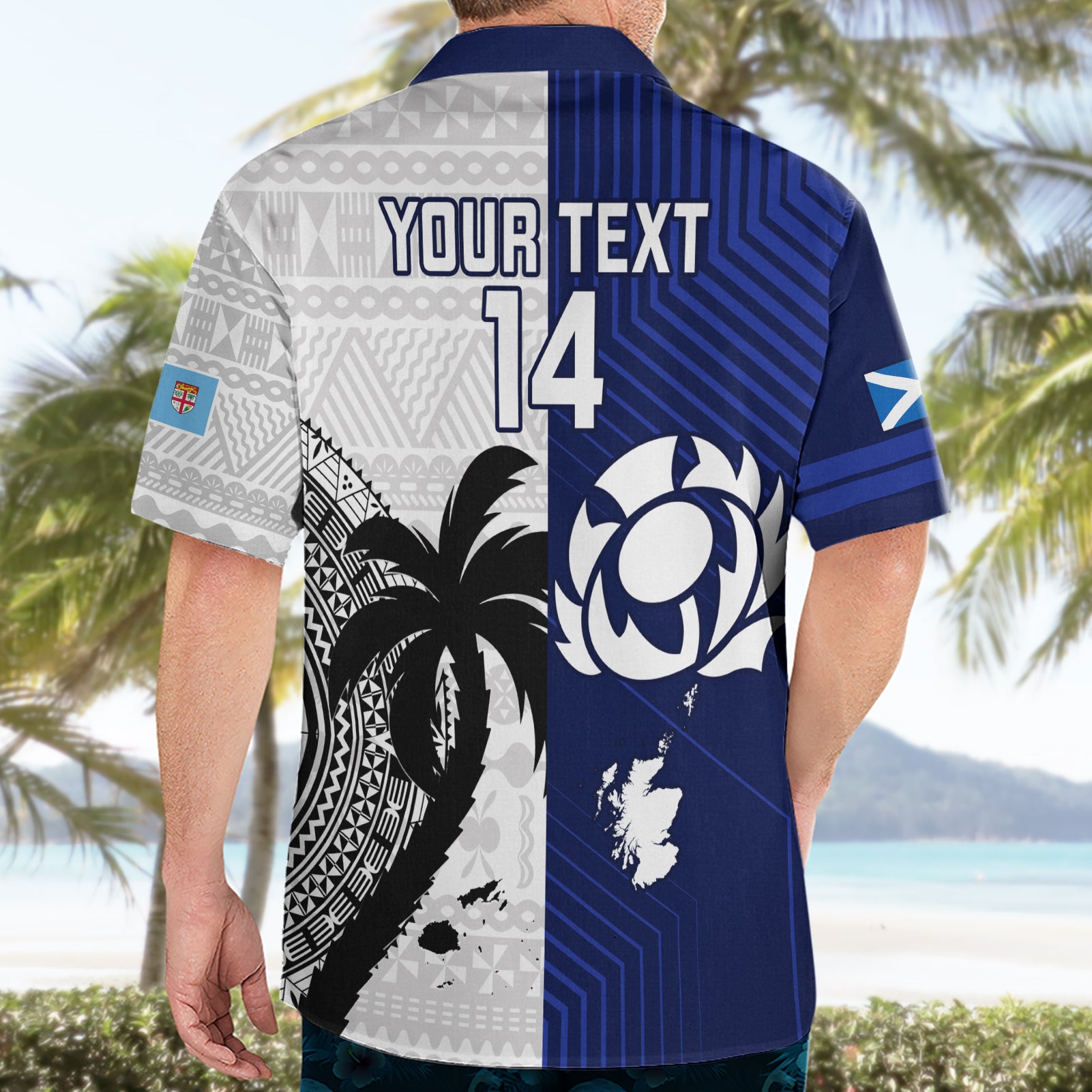 Custom Fiji And Scotland Rugby Hawaiian Shirt Fijian Tapa Pattern With Thistle - Vibe Hoodie Shop