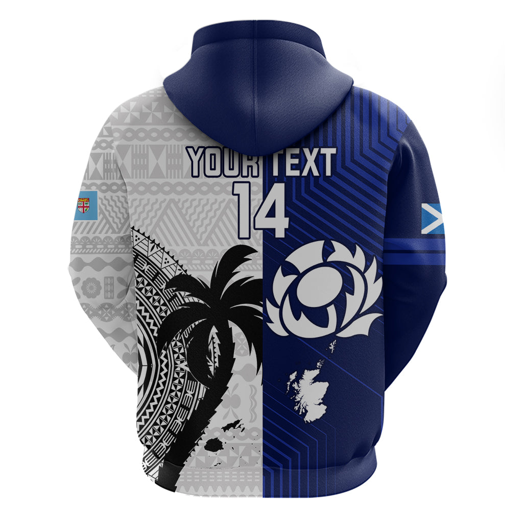Custom Fiji And Scotland Rugby Hoodie Fijian Tapa Pattern With Thistle - Vibe Hoodie Shop