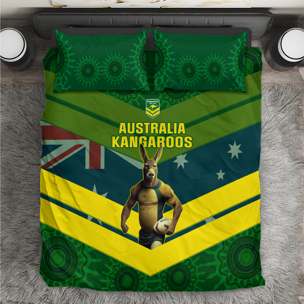 Australia Rugby Bedding Set Pacific 2023 Go Aussie Kangaroos - Vibe Hoodie Shop