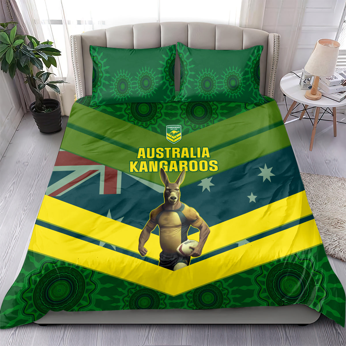 Australia Rugby Bedding Set Pacific 2023 Go Aussie Kangaroos - Vibe Hoodie Shop