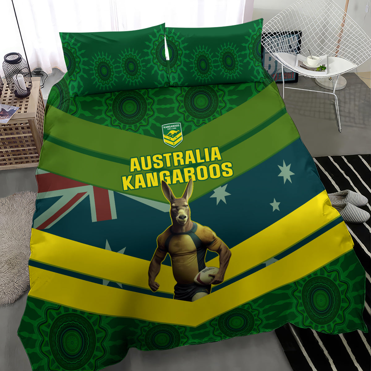 Australia Rugby Bedding Set Pacific 2023 Go Aussie Kangaroos - Vibe Hoodie Shop