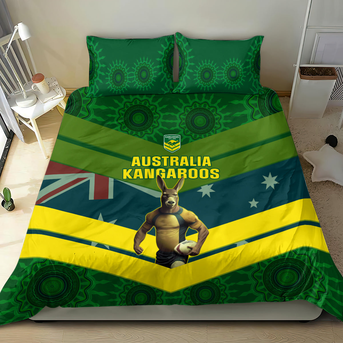 Australia Rugby Bedding Set Pacific 2023 Go Aussie Kangaroos - Vibe Hoodie Shop