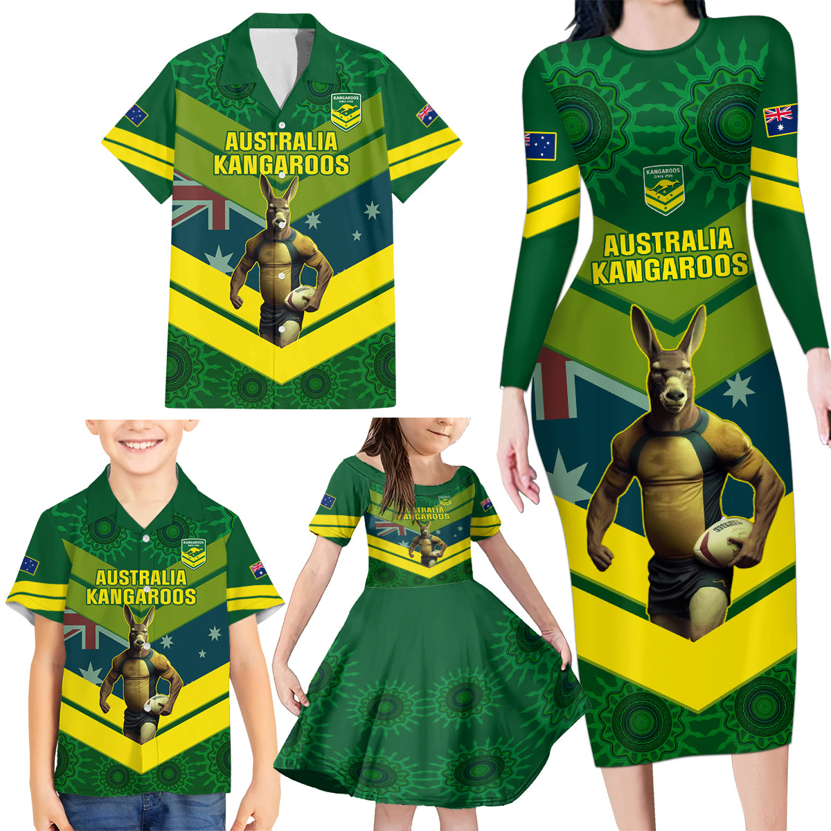 custom-australia-rugby-family-matching-long-sleeve-bodycon-dress-and-hawaiian-shirt-pacific-2023-go-aussie-kangaroos