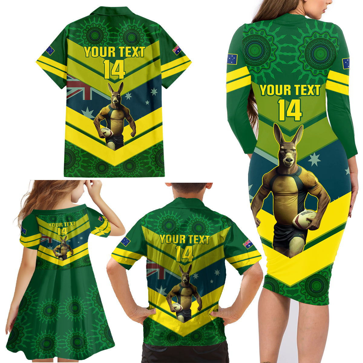 custom-australia-rugby-family-matching-long-sleeve-bodycon-dress-and-hawaiian-shirt-pacific-2023-go-aussie-kangaroos