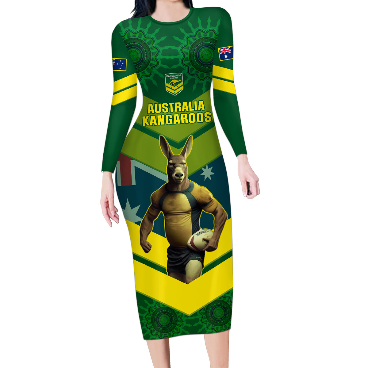 custom-australia-rugby-family-matching-long-sleeve-bodycon-dress-and-hawaiian-shirt-pacific-2023-go-aussie-kangaroos