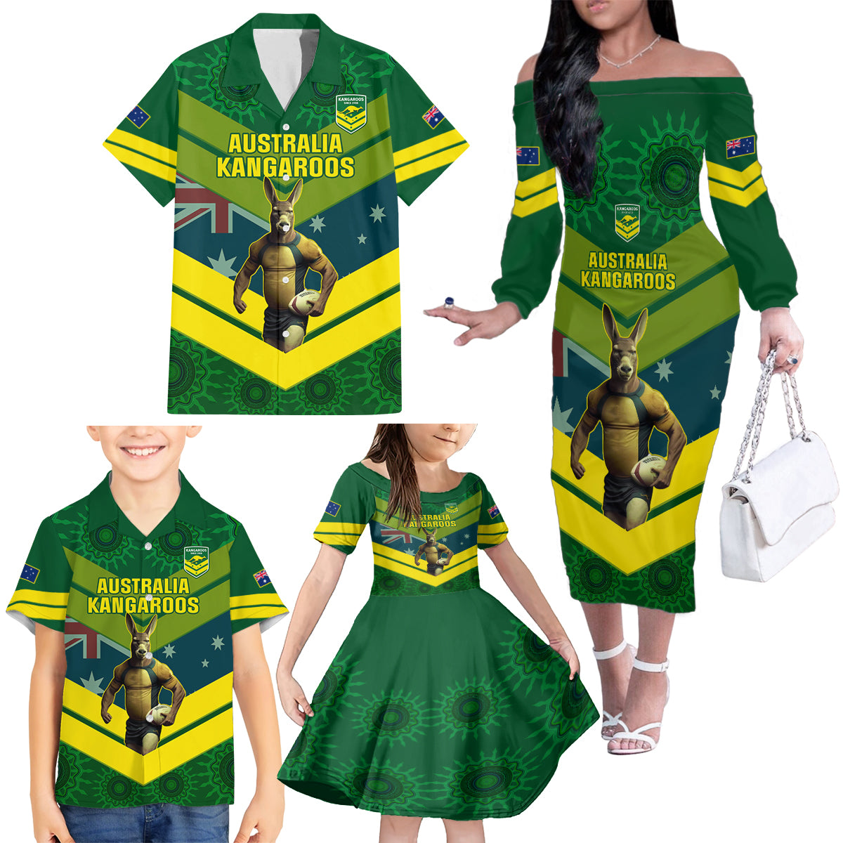 custom-australia-rugby-family-matching-off-shoulder-long-sleeve-dress-and-hawaiian-shirt-pacific-2023-go-aussie-kangaroos