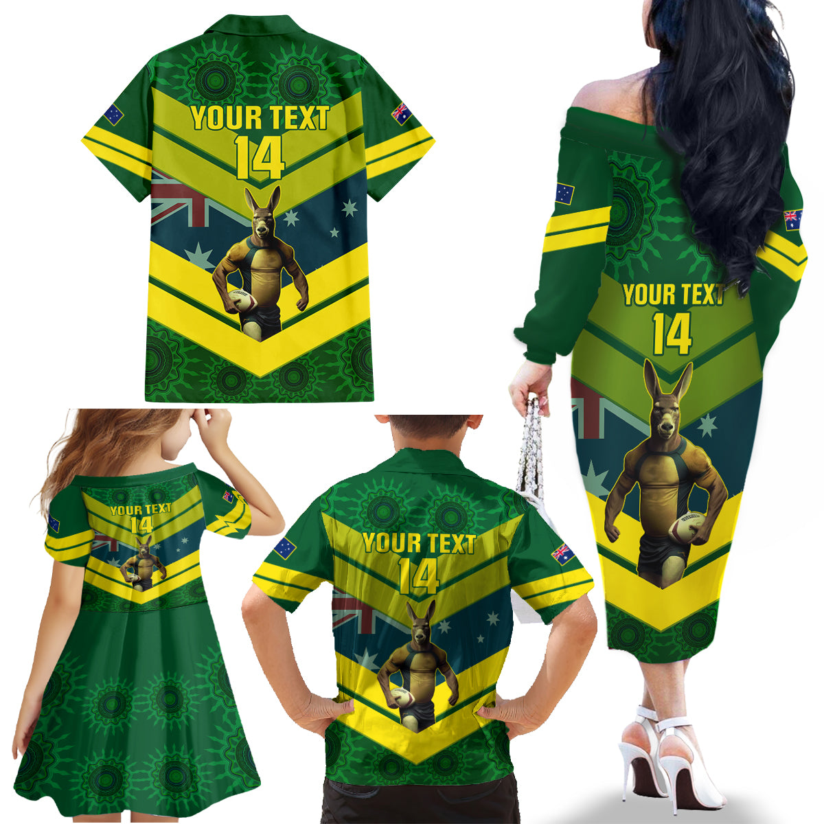 custom-australia-rugby-family-matching-off-shoulder-long-sleeve-dress-and-hawaiian-shirt-pacific-2023-go-aussie-kangaroos