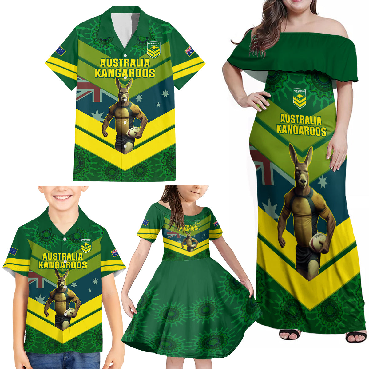 custom-australia-rugby-family-matching-off-shoulder-maxi-dress-and-hawaiian-shirt-pacific-2023-go-aussie-kangaroos