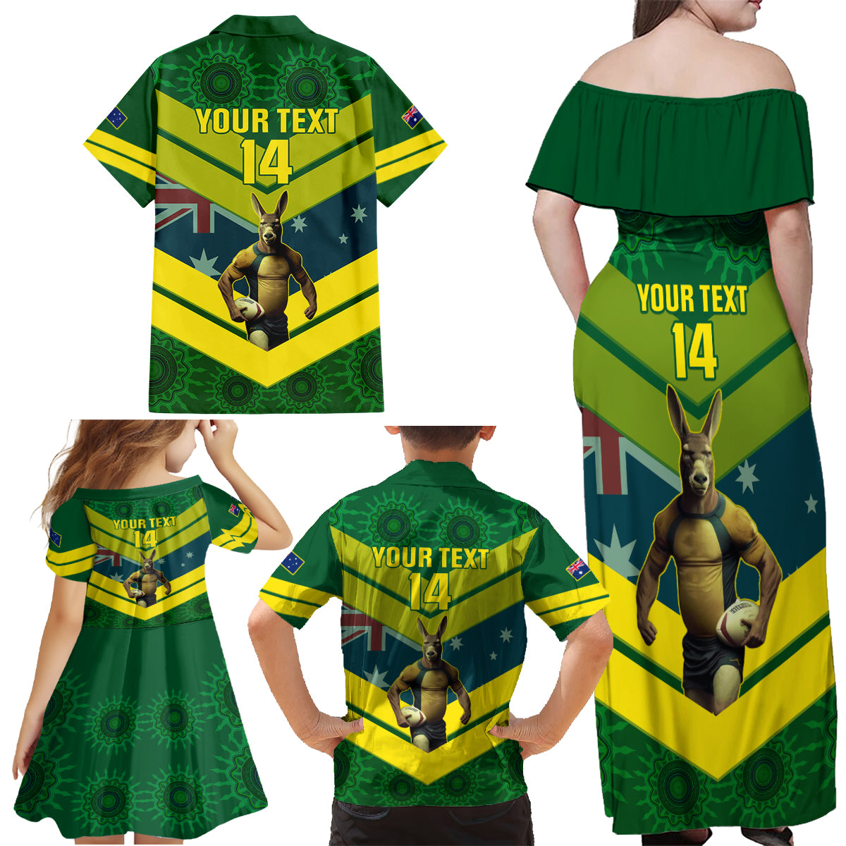 custom-australia-rugby-family-matching-off-shoulder-maxi-dress-and-hawaiian-shirt-pacific-2023-go-aussie-kangaroos