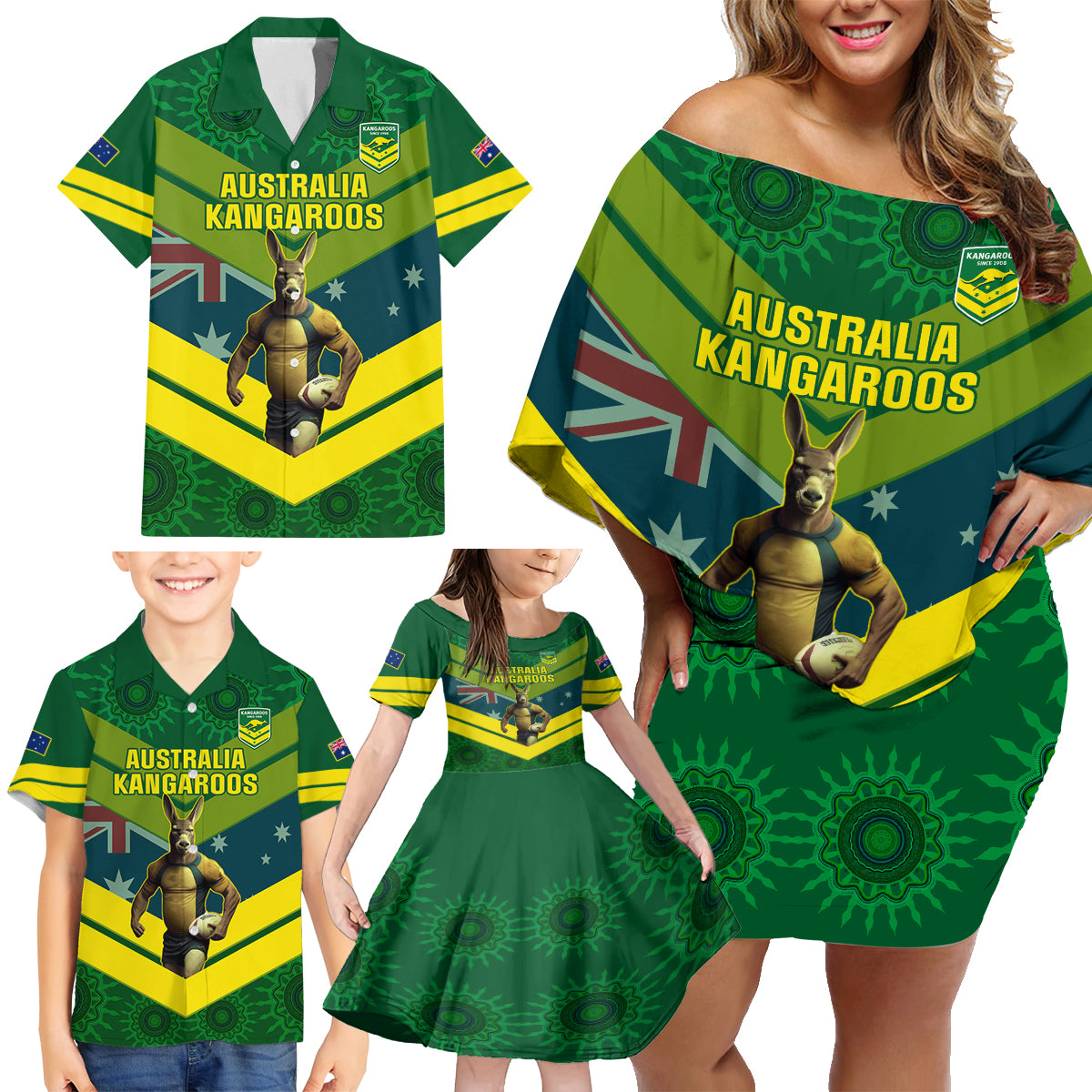 custom-australia-rugby-family-matching-off-shoulder-short-dress-and-hawaiian-shirt-pacific-2023-go-aussie-kangaroos