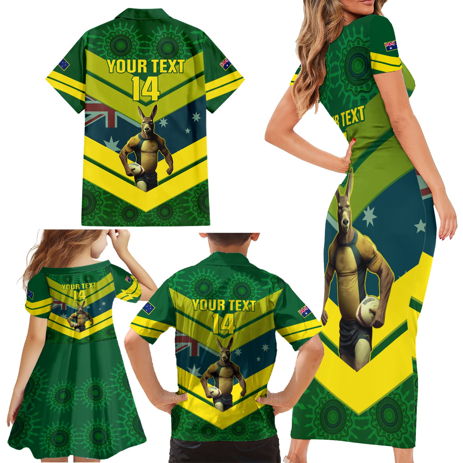 custom-australia-rugby-family-matching-short-sleeve-bodycon-dress-and-hawaiian-shirt-pacific-2023-go-aussie-kangaroos