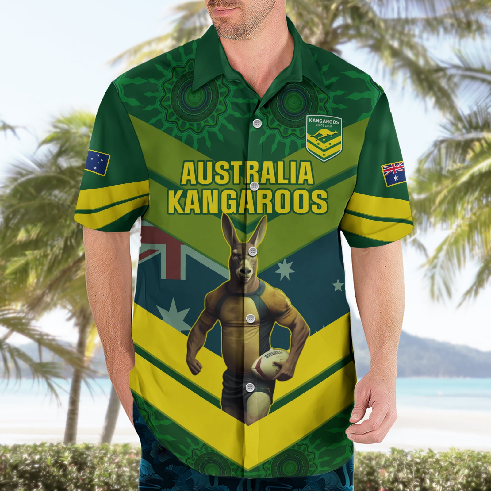 Custom Australia Rugby Hawaiian Shirt Pacific 2023 Go Aussie Kangaroos - Vibe Hoodie Shop